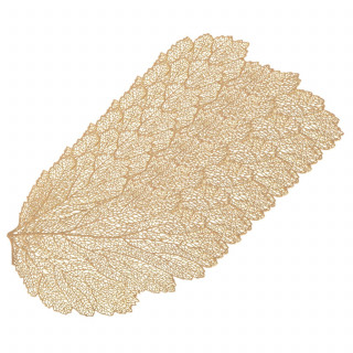 Lot de 6 sets de table motif feuille - 47 x 36 cm - Doré