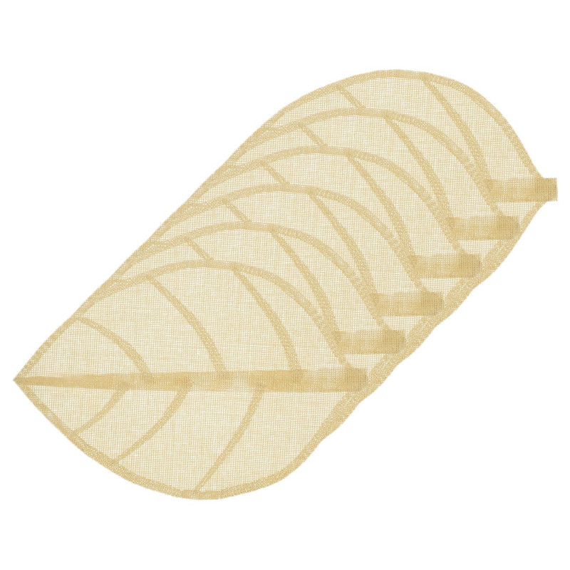 Lot de 6 sets de table motif feuille - 50 x 33 cm - Naturel