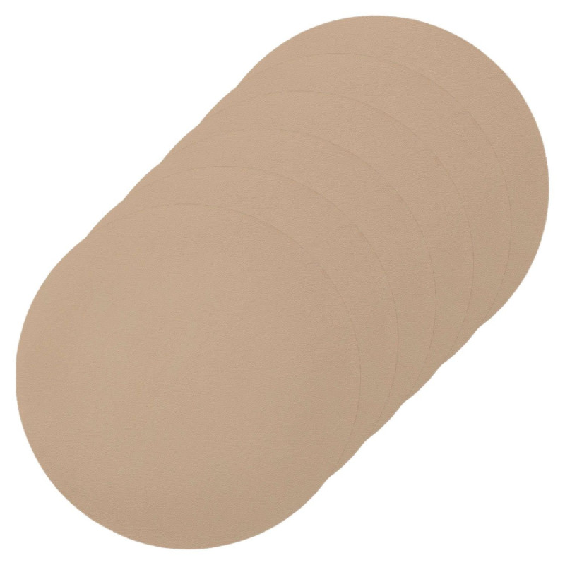Lot de 6 sets de table rond Okaloo - Diam 38 cm - Beige