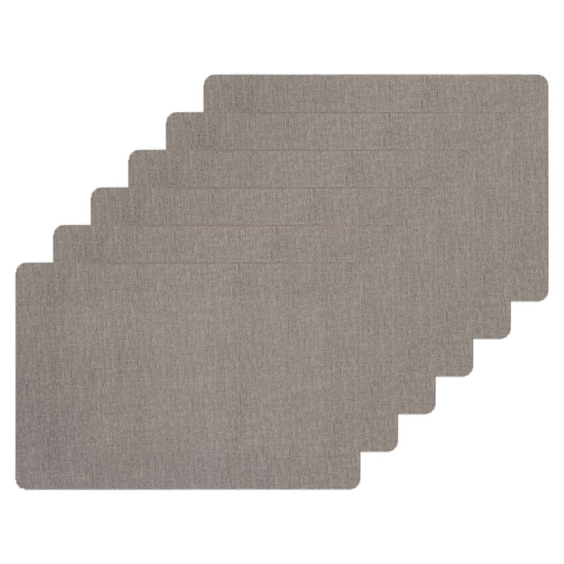 Lot de 6 sets de table rectangulaire Lake - 45 x 30 cm - Gris clair