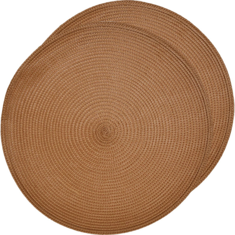 Lot de 2 sets de table tressés AFHIR - Diam. 38 cm - Terracotta