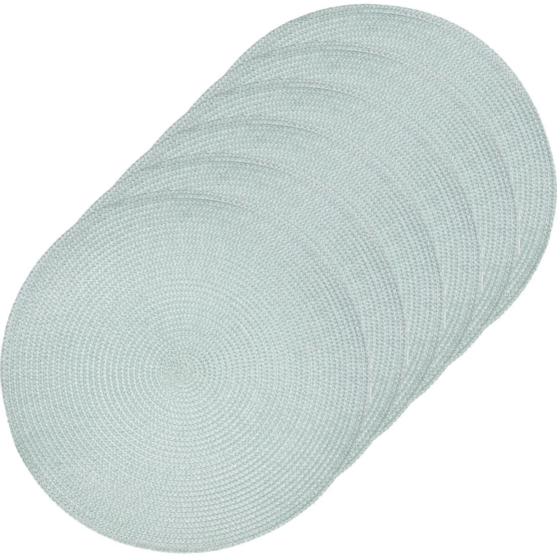Lot de 6 sets de table tressés AFHIR - Diam. 38 cm - Céladon