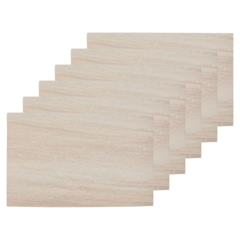Lot de 6 sets de table effet travertin AUTHENTIQUE - 45 x 30 cm