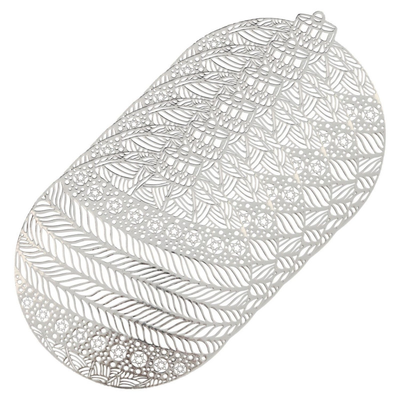 Lot de 6 sets de table boule de Noël - Diam 38 cm - Argent
