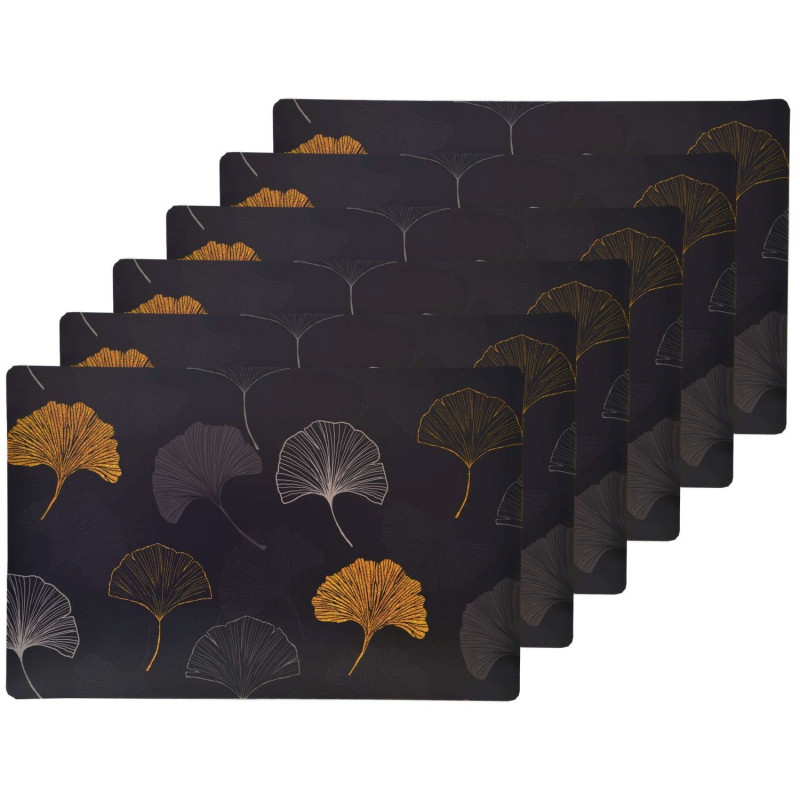 Lot de 6 sets de table Tajink - 28 x 43 cm - Noir