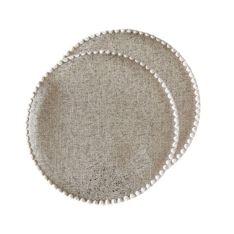 Lot de 2 sets de tables ronds en jute ALAGO - Diam. 38 cm - Argent