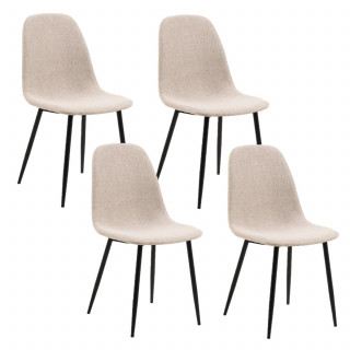 Lot de 4 chaises de salle à manger scandinaves beige pieds métal - CLELIA