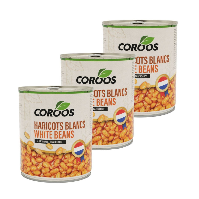 Lot 3x Haricots blancs à la tomate - Conserve 800g