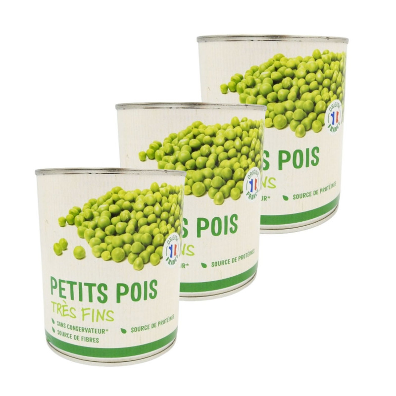 Lot 3x Petits pois très fins - Conserve 800g