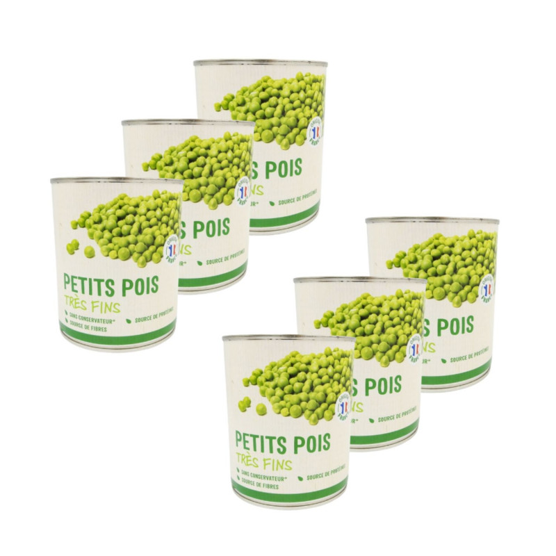 Lot 6x Petits pois très fins - Conserve 800g
