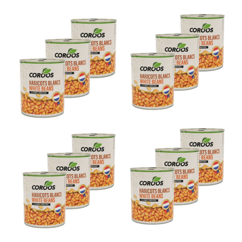 Lot 12x Haricots blancs à la tomate - Conserve 800g