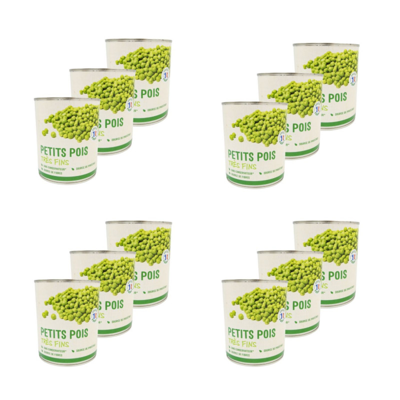Lot 12x Petits pois très fins - Conserve 800g