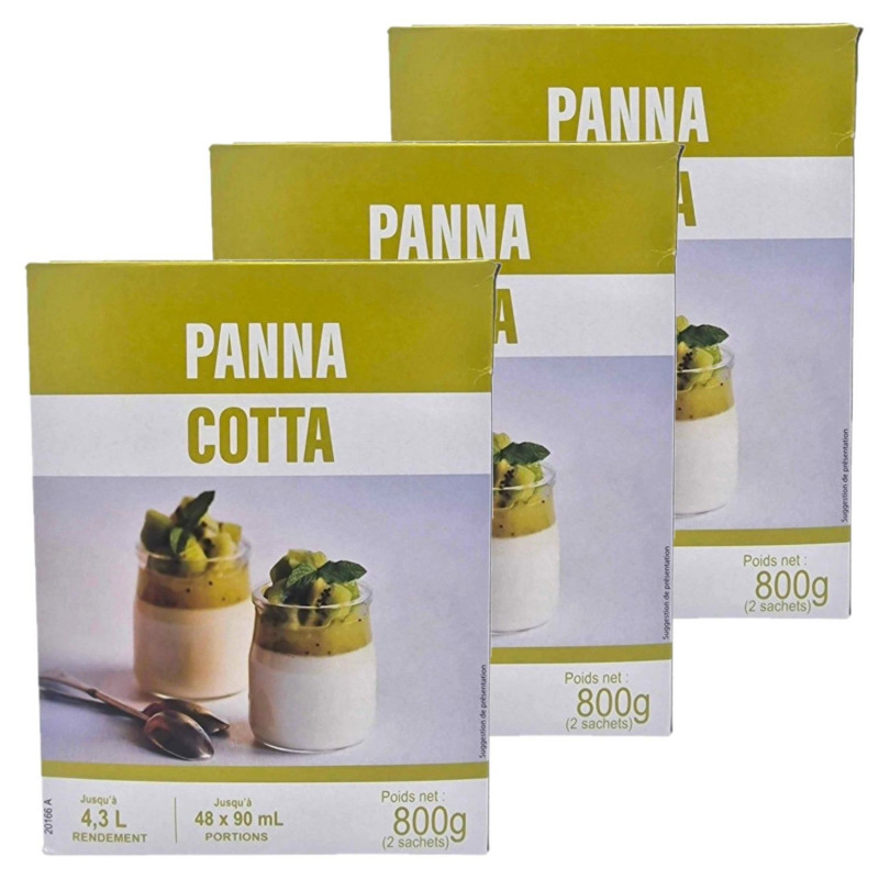 Lot 3x Préparation pour panna cotta - 2 paquets de 400g - Boîte 800g