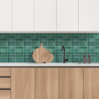 4 crédences adhésives effet Zellige - 30 x 30 cm - Vert