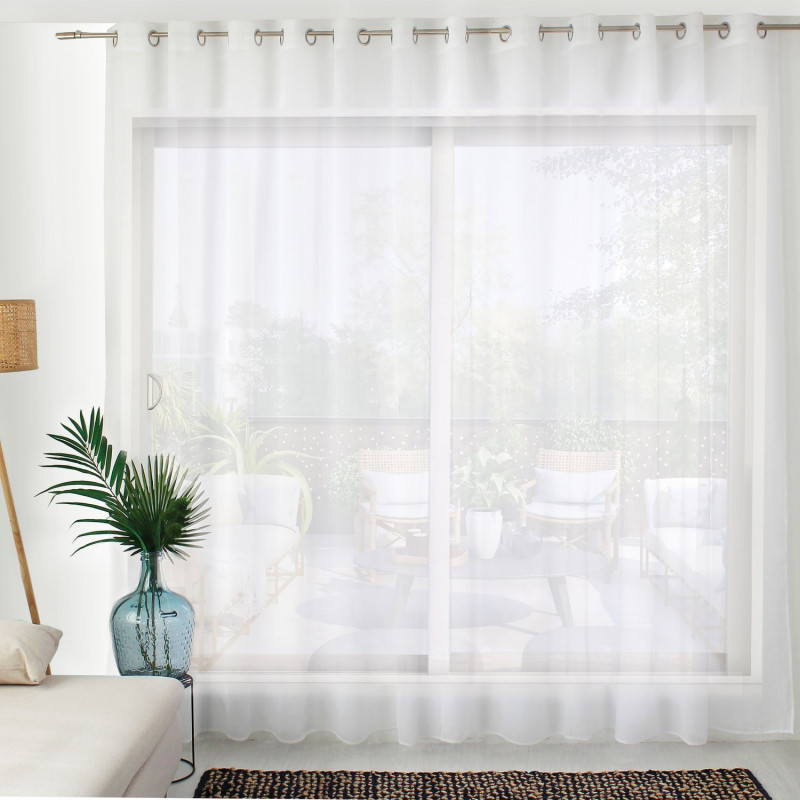 Voilage sablé très grande largeur - 420 x 240 cm - Blanc