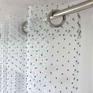 Voilage plumetis en organza LOLITA - 140 x 240 cm - Blanc et vert foncé