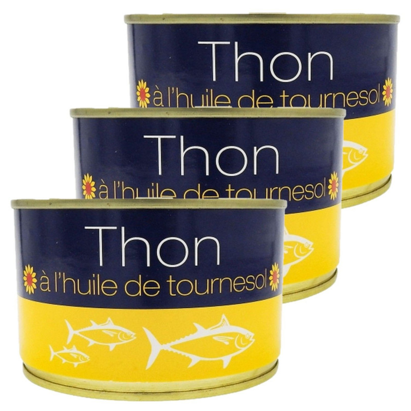 Lot 3x Thon entier à l'huile de tournesol - Conserve 260g