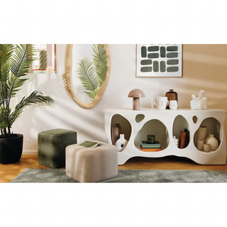 Lampe champignon en métal LITO - D. 20 cm - Beige
