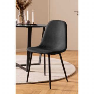 Lot de 4 chaises de salle à manger scandinaves noires pieds métal - CLELIA