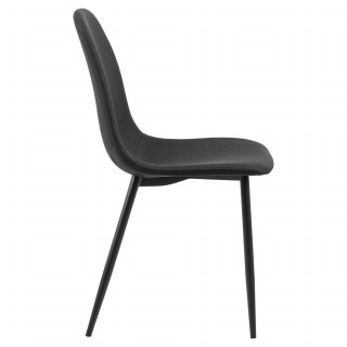 Lot de 4 chaises de salle à manger scandinaves noires pieds métal - CLELIA