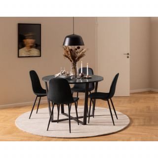 Lot de 4 chaises de salle à manger scandinaves noires pieds métal - CLELIA