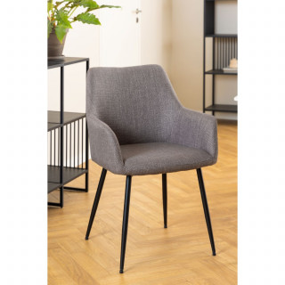 Lot de 2 chaises de salle à manger grises avec accoudoirs et pieds métal - LIZZY