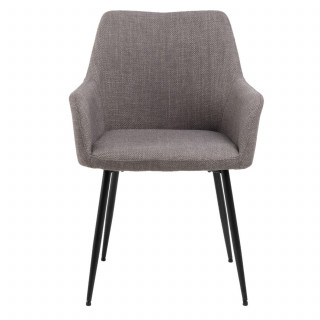 Lot de 2 chaises de salle à manger grises avec accoudoirs et pieds métal - LIZZY