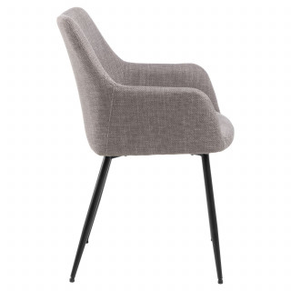 Lot de 2 chaises de salle à manger grises avec accoudoirs et pieds métal - LIZZY