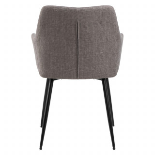 Lot de 2 chaises de salle à manger grises avec accoudoirs et pieds métal - LIZZY