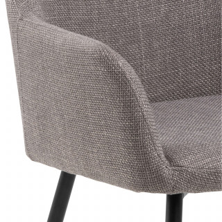 Lot de 2 chaises de salle à manger grises avec accoudoirs et pieds métal - LIZZY