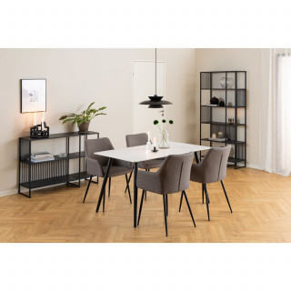 Lot de 2 chaises de salle à manger grises avec accoudoirs et pieds métal - LIZZY