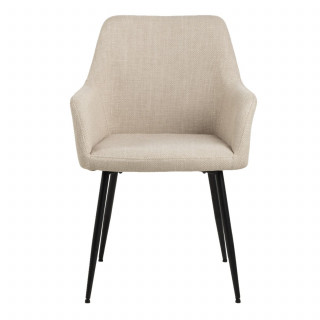Lot de 2 chaises de salle à manger beiges avec accoudoirs et pieds métal - LIZZY