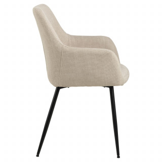 Lot de 2 chaises de salle à manger beiges avec accoudoirs et pieds métal - LIZZY
