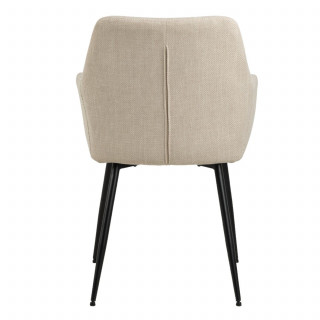 Lot de 2 chaises de salle à manger beiges avec accoudoirs et pieds métal - LIZZY
