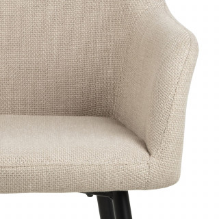 Lot de 2 chaises de salle à manger beiges avec accoudoirs et pieds métal - LIZZY