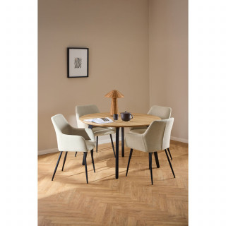 Lot de 2 chaises de salle à manger beiges avec accoudoirs et pieds métal - LIZZY