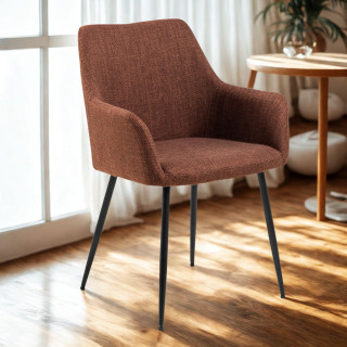 Lot de 2 chaises de salle à manger terracotta avec accoudoirs et pieds métal - LIZZY