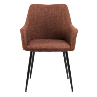 Lot de 2 chaises de salle à manger terracotta avec accoudoirs et pieds métal - LIZZY