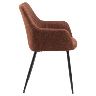 Lot de 2 chaises de salle à manger terracotta avec accoudoirs et pieds métal - LIZZY
