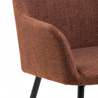 Lot de 2 chaises de salle à manger terracotta avec accoudoirs et pieds métal - LIZZY