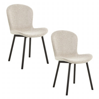 Lot de 2 chaises en tissu beige et pieds métal – ESRA