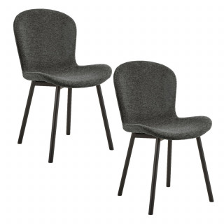 Lot de 2 chaises en tissu gris foncé et pieds métal – ESRA