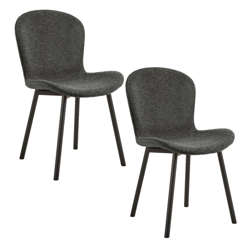 Lot de 2 chaises en tissu gris foncé et pieds métal – ESRA