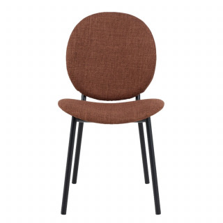 Lot de 2 chaises en tissu terracotta dossier rond et pieds métal noirs – CLIFF