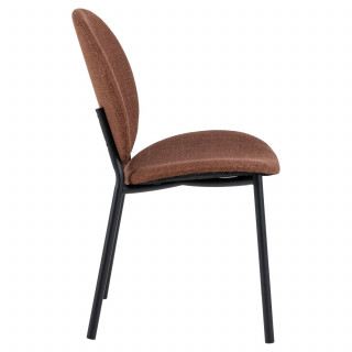Lot de 2 chaises en tissu terracotta dossier rond et pieds métal noirs – CLIFF
