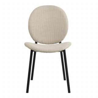 Lot de 2 chaises en tissu beige dossier rond et pieds métal noirs – CLIFF