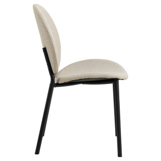 Lot de 2 chaises en tissu beige dossier rond et pieds métal noirs – CLIFF