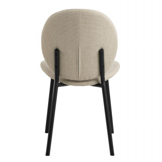 Lot de 2 chaises en tissu beige dossier rond et pieds métal noirs – CLIFF