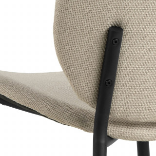 Lot de 2 chaises en tissu beige dossier rond et pieds métal noirs – CLIFF