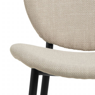 Lot de 2 chaises en tissu beige dossier rond et pieds métal noirs – CLIFF